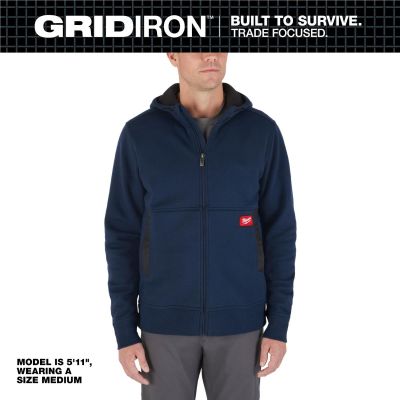 MLWM250U-S image(0) - Milwaukee Tool GRIDIRON Full-Zip Hoodie- Blue- S