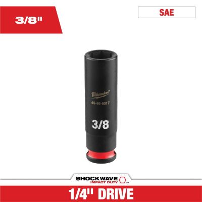 MLW49-66-6017 image(0) - Milwaukee Tool SHOCKWAVE&trade; Impact Duty 1/4" Drive 3/8" Deep 6 Point Socket