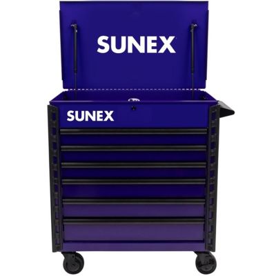 SUN8056FDPUR image(0) - SUNEX TOOLS 34-inch 6 DRAWER PREMIUM SERVICE CART &hyphen; PURPLE