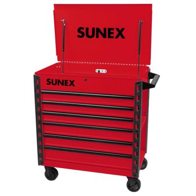 SUN8057XTR image(0) - SUNEX Premium Full Drawer Service Cart - Red