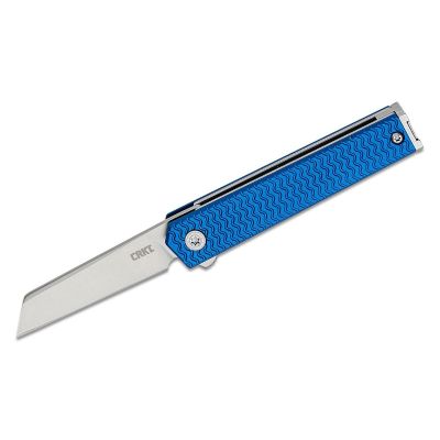 CRK7083 image(0) - CRKT (Columbia River Knife) CEO Microflipper 12C27 Satin Plain Blade Folding Knife with Liner Lock Aluminum Handle - Blue
