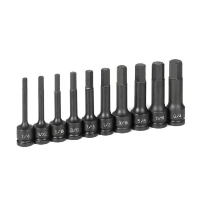 GRE1340H image(1) - Grey Pneumatic 10PC 1/2" DR 4" LENGTH FRAC HEX DRIVER SET