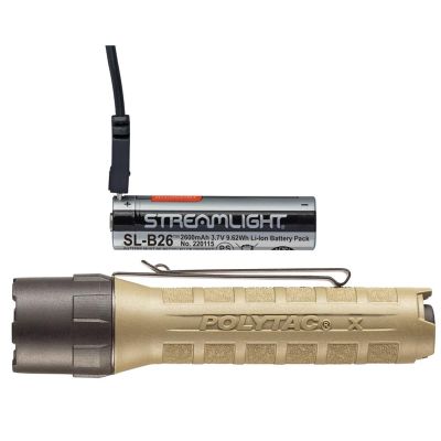 STL88612 image(0) - Streamlight 600 Lumen PolyTac X USB Flashlight - Includes SL-B26 battery pack Clam - Coyote