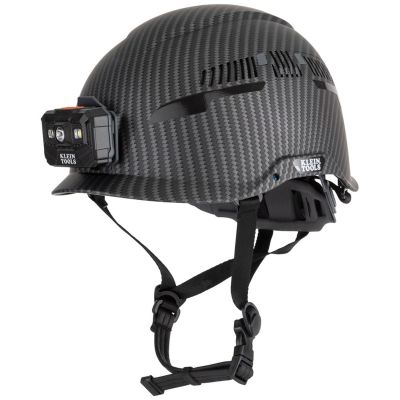 KLE60515 image(0) - Klein Tools Safety Helmet, Premium KARBN&trade; Pattern, Non-Vented, Class E, Headlamp
