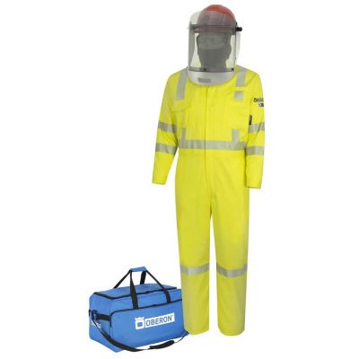 OBRTCG10-CKE-HVY-3XL image(0) - Oberon Suit Kit - Arc Flash - 10 Cal TCG™ - Comes with Hard Cap and Face Shield, Balaclava, Coveralls, and Storage Bag - Color: Hi-Vis Yellow - Size: 3XL