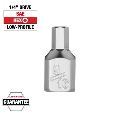 MLW45-34-1123 image(0) - Milwaukee Tool 1/4 inches Drive 3/16 inches Low-Profile Hex Bit Socket