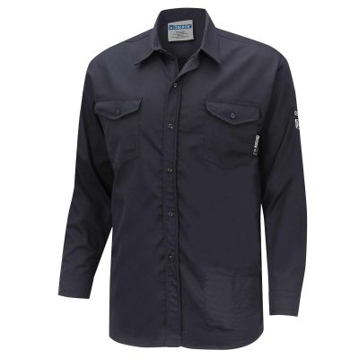 OBRZFI509-M image(0) - OBERON Button Up Shirt - FR/Arc-Rated 7.5 oz  88/12 - Navy - Size: M