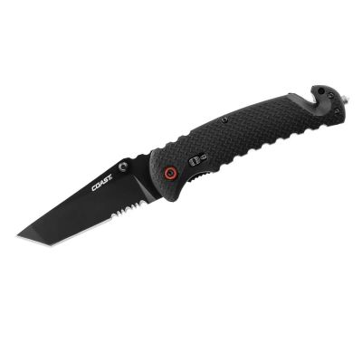 COS20921 image(0) - COAST Products RX395 Blade Assist Folder Serrated 7Cr17 Stainless Steel Folding Rescue Pocket Knife - Black