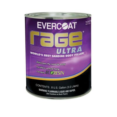 FIB125 image(0) - Fibre glass Evercoat Rage Ultra 100125 Body Filler, 1 gal Can, Light Gray, Paste