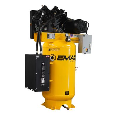 EMXESS10V080V1K image(0) - EMAX Compressor  EMAX Silent Air 10HP 80-Gal Air Compressor &hyphen; 38 CFM, Two-Stage, 4-Cylinder, Splash Lube, Includes Maintenance Kit