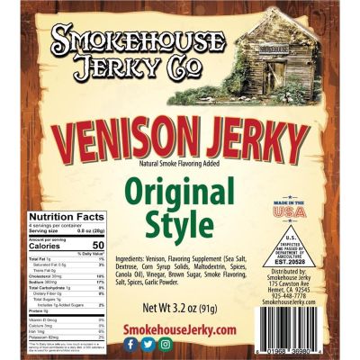 THS369804 image(0) - Tender Heifer Snack Co. Venison Original Style Exotic Jerky - 3.2 Ounce