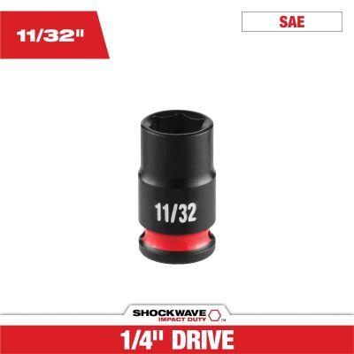 MLW49-66-6005 image(0) - Milwaukee Tool SHOCKWAVE&trade; Impact Duty 1/4" Drive 11/32" Standard 6 Point Socket