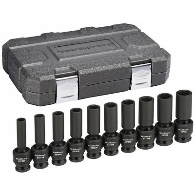 KDT84945N image(0) - GearWrench 10 Piece 1/2 Inch Drive 6 Point Deep Universal Impact Metric Socket Set