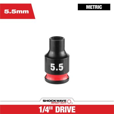MLW49-66-6025 image(0) - Milwaukee Tool SHOCKWAVE&trade; Impact Duty 1/4" Drive 5.5MM Standard 6 Point Socket