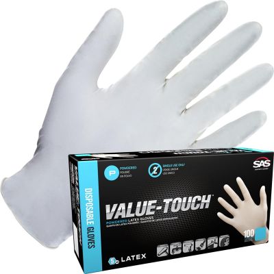 SAS6592 image(0) - SAS Safety Value-Touch Powdered Latex Disposable Gloves - 5 Mil - 100PK - Medium