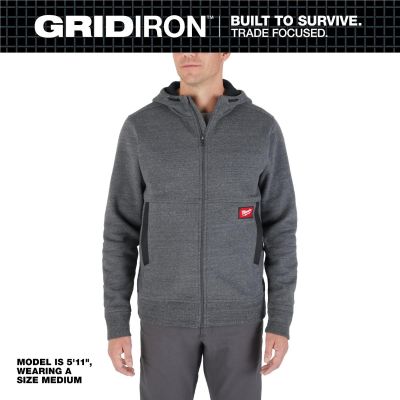 MLWM250G-M image(0) - Milwaukee Tool GRIDIRON Full-Zip Hoodie- Gray- M