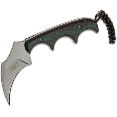 CRK2389 image(0) - CRKT (Columbia River Knife) Keramin 5Cr15MoV Bead Blast Plain Blade Fixed Blade Knife with Sheath Micarta Handle - Green/Black