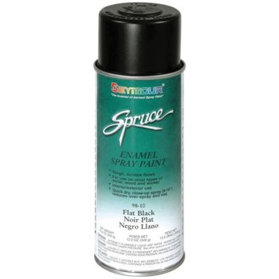 SEY98-10 image(0) - Seymour Spruce 98-10 Enamel Spray Paint, 16 fl-oz Aerosol Can, Flat Black, 15 sq-ft Coverage