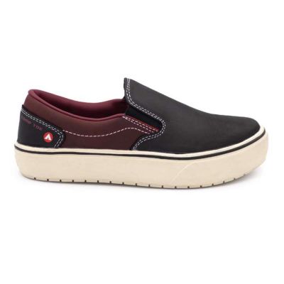 FSIAW7050-9.5B image(0) - AIRWALK VENICE - Women's Leather Slip On - CT|EH|SF|SR - Black / Tawny Port - Size: 9.5 - B - (Medium)
