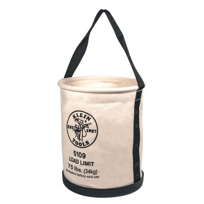 KLE5109P image(0) - Klein Tools Canvas Bucket, Wide Straight-Wall with Pocket, Molded Bottom, 12-Inch