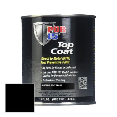 POI45908 image(0) - POR-15 INC 45908 Top Coat DTM Paint, 1 pt Can, Chassis Black, Liquid, 30 to 60 min Curing
