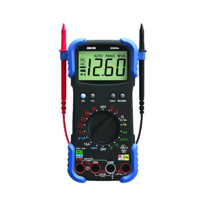 EQU3340 image(0) - Innova  3340 Pro Automotive Digital Multimeter: High Amp Rating (15A), UL Listed, Accessories Included (Temperature Probe, Inductive RPM Clamp and Carrying Case)