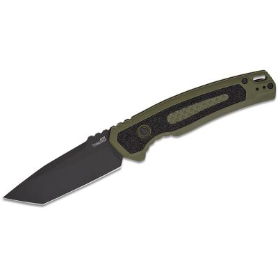 KER7105OLBLK image(0) - Kershaw Launch 16 Automatic Push-Button Lock Partially Serrated Tanto Blade Tactical Folding Knife - Olive and Black - $1000 Min Vendor Direct Auto Knives Only. Cannot Ship to CA, CT, DE, MN. Contact Sales Rep.