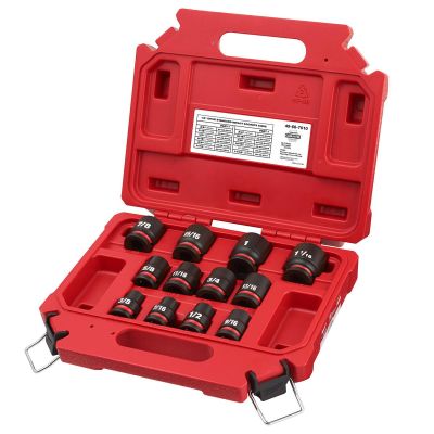 MLW49-66-7010 image(0) - Milwaukee Tool 12PCSHOCKWAVE Impact Duty 1/2" Drive SAE Standard 6 Point Socket Set