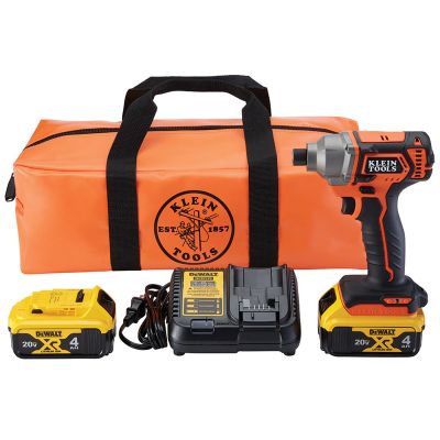 KLEBAT20CD1 image(0) - Klein Tools Battery-Operated Compact Impact Driver, 1/4-Inch Hex Drive, Full Kit