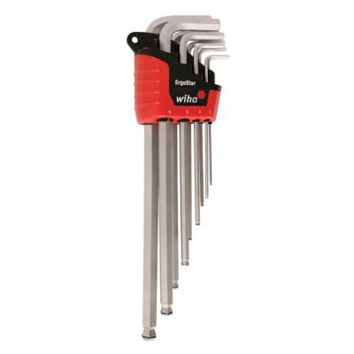 WIH66990 image(0) - Wiha Tools MagicRing&reg; Screw Holding Ball End Hex L-Key, Chrome-V-Moly Super Tool Steel Hard Chrome Finish, Long Arm 9 Piece Metric Set In ErgoStar Auto Holder .1.5 - 10mm