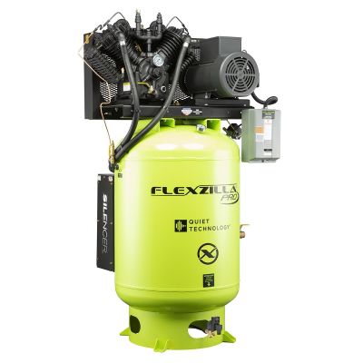 LEGFXS10V120V3-230 image(0) - Legacy Manufacturing Flexzilla&reg; Pro Piston Air Compressor with Silencer&trade;, 3-Phase, Stationary, 10 HP, 120 Gallon, 230 Volt, 2-Stage, Vertical, ZillaGreen&trade;