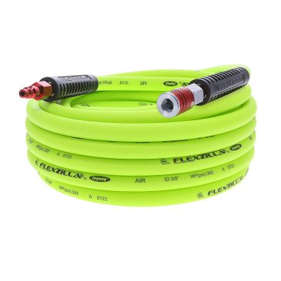 LEGHFZ3835YW2-D image(0) - Legacy Manufacturing Flexzilla 3 Piece Air Hose Kit - 3/8 Inch x 35 Foot with ColorConnex Type D Red Coupler and Plug