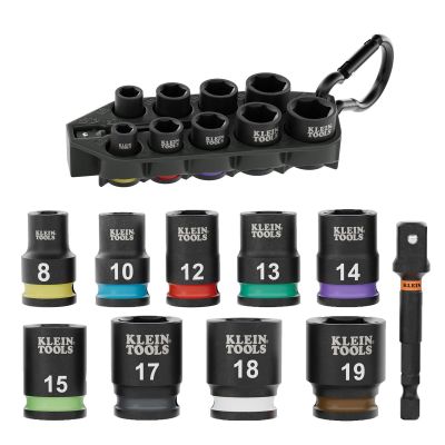 KLE33809M image(0) - Klein Tools Grab-And-Go Impact Socket Set, Metric, 10-Piece