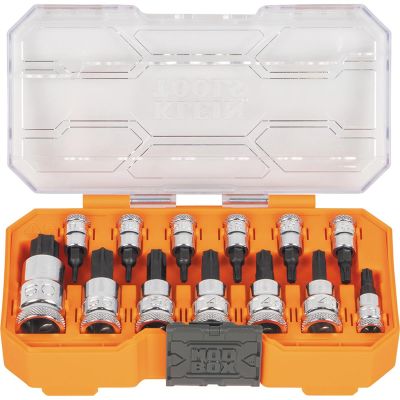 KLE65213HEX image(0) - Klein Tools Knurled Hex Bit Socket Set, SAE, 13-Piece