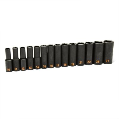 KDT84955H image(0) - GEARWRENCH 14 Piece 1/2" Drive 6 Point Metric Hi-Viz Deep Impact Socket Set