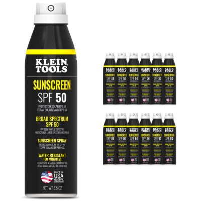 KLESPF50SPY55 image(0) - Klein Tools Sunscreen Spray, Broad Spectrum SPF 50, 12-Pack