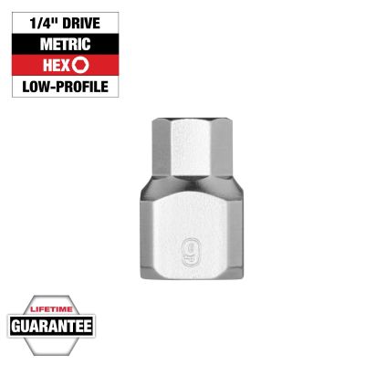 MLW45-34-1136 image(0) - Milwaukee Tool 1/4 Inch Drive 9mm Low-Profile Hex Bit Socket