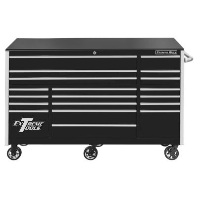EXTRX722519RCBKCR-X image(0) - Extreme Tools RX Series 72 Inch Wide x 25 Inch Long 19 Drawer Triple Bank Roller Cabinet 150 Pound Slides Black with Chrome Drawer Pulls