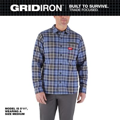 MLWM551U-XL image(0) - Milwaukee Tool GRIDIRON Flannel Shirt - Blue - XL