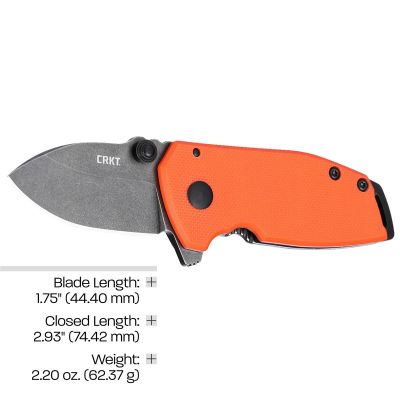 CRK2486 image(1) - CRKT (Columbia River Knife) Squid Compact D2 Stonewash Plain Blade Assisted Folding Knife with Frame Lock G10 Handle - Orange