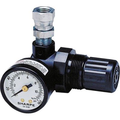 SHC1410 image(0) - Sharpe Mfg. Co. 1410 16C-MR Series Mini Air Regulator, 1/4 in FNPSM Inlet x 1/4 in FNPSM Outlet, 22 cfm, 0 to 160 psi