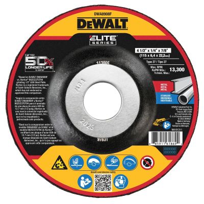 DWTDWA8908F image(0) - DEWALT ELITE SERIES Grinding Wheels 4-1/2" Steel Ceramic Abrasive Cut-Off Wheel Xp