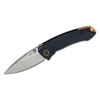 CRK2522 image(0) - CRKT (Columbia River Knife) Tuna Compact 8Cr13MoV Stonewash Plain Blade Folding Knife with Frame Lock G10 Handle - Black