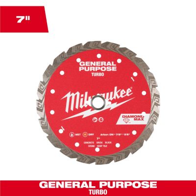 MLW49-93-9107 image(0) - Milwaukee Tool 7 inch DIAMOND MAX Turbo General Purpose Diamond Blade