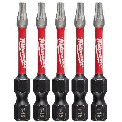 MLW48-32-4683 image(0) - Milwaukee Tool T15 TORX SHOCKWAVE Impact 2" Power Bits (5 pk)