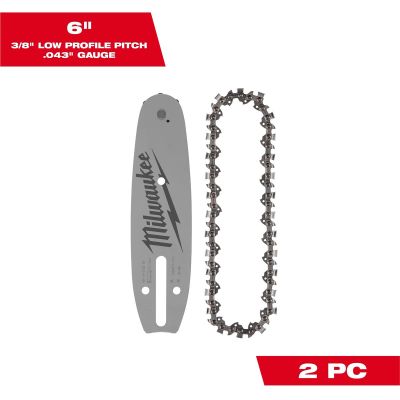 MLW49-16-2843 image(0) - Milwaukee Tool 6" 3/8" LOW PROFILE&trade; Pitch, .043" Gauge Saw Chain and Guide Bar Set