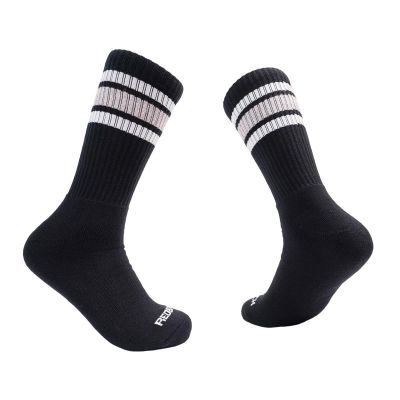 RDB0026 image(0) - Redback Mens Black Crew White Tan Stripe