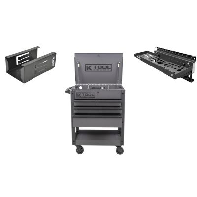 KTI75150KIT image(0) - K Tool International Service Cart 35 in. Premium 4 Drawer 500 lb. (Grey) w/Accessories