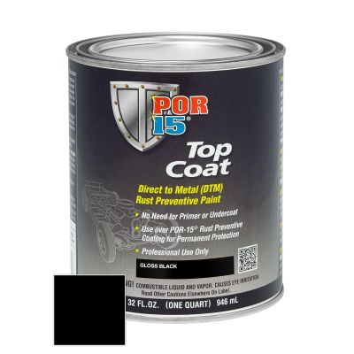 POI45808 image(0) - POR-15 INC 45808 Top Coat DTM Paint, 1 pt Can, Gloss Black, Liquid, 30 to 60 min Curing