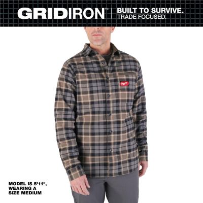 MLWM551G-L image(0) - Milwaukee Tool GRIDIRON Flannel Shirt - Gray - L